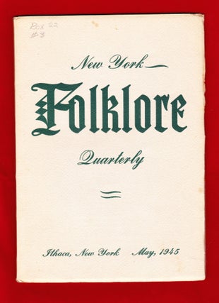 Item #1052 New York Folklore Quarterly, 4 issues
