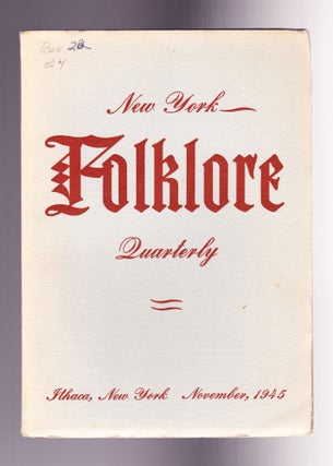 New York Folklore Quarterly, 4 issues