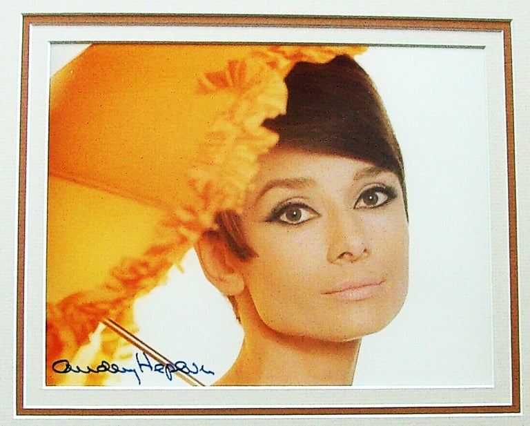 Item #217 36 Year Old Audrey Hepburn Signed 8 x10 Glossy Color Photo Photo, framed.
