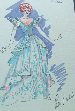 Item #263 Debbie Reynolds costume sketch by Paco Macliss for her stage show