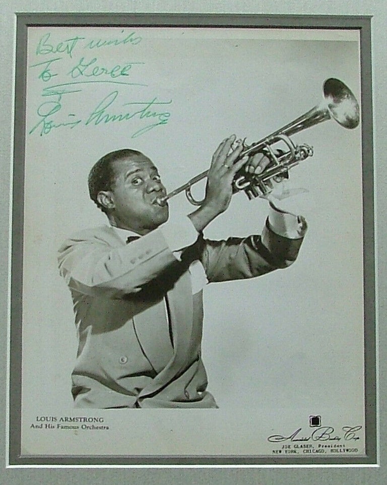 Item #314 Louis Armstrong, signed 8" x 10" photo, framed