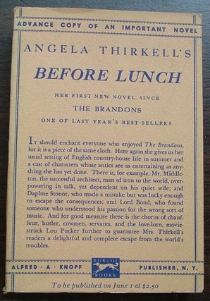 Item #517 Before Lunch, Advance Copy. Angela Thirkell