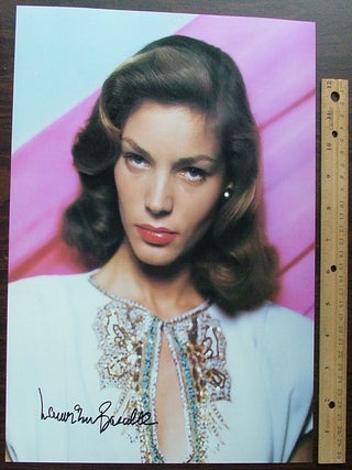 Item #538 Vibrant color glossy 11 x 14 photograph of Lauren Bacall. Lauren Bacall