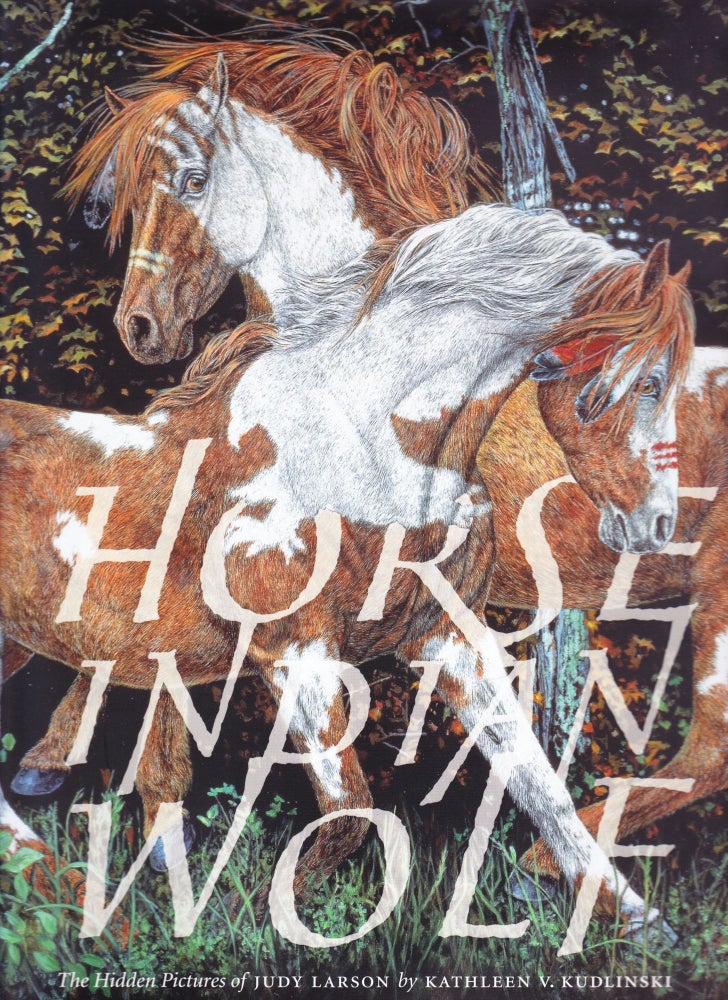 Item #946 Horse Indian Wolf, The Hidden Pictures of Judy Larson. Kathleen Kudlinski.